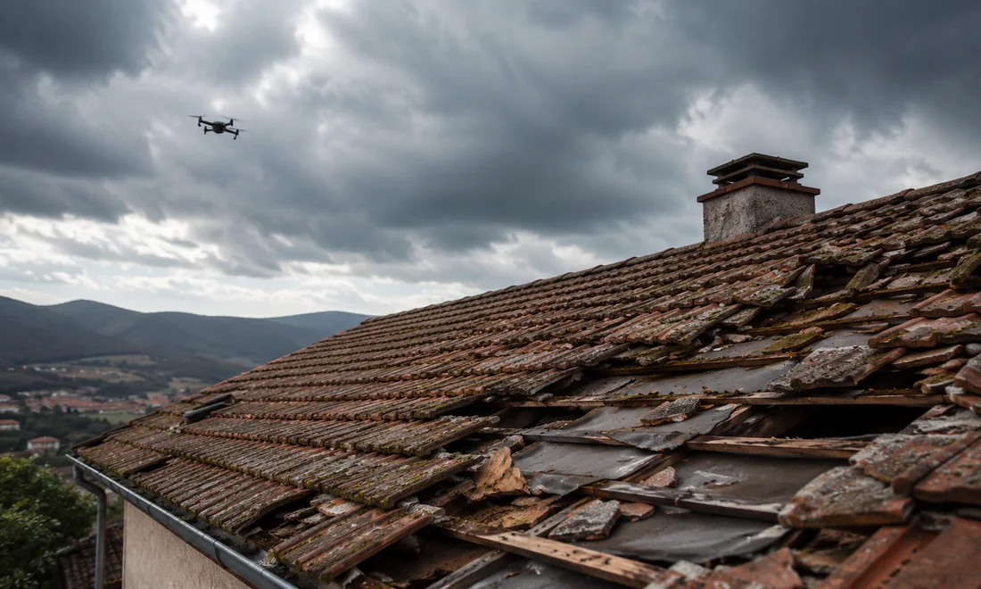 Vista panoramica drone di copertura dopo maltempo